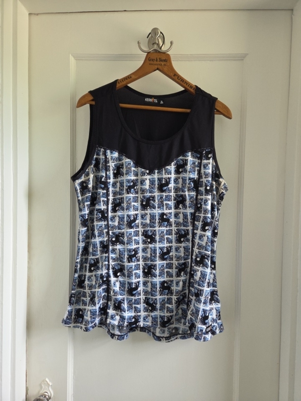 Kerrits Navy and White Patterned Sleeveless Performance Tank